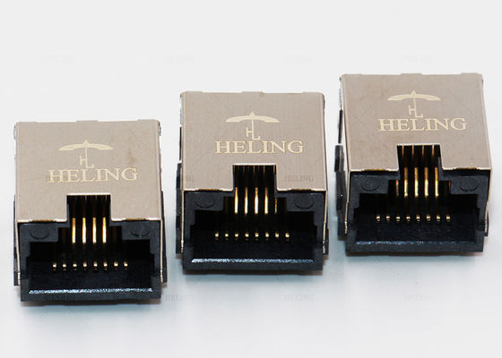 Half Shielded One Port Tab Up SMT RJ45 Jack Lightweight For Networking Products