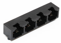Black 8P4C  Female Rj45 Multiple Port Connectors For Network Equipments